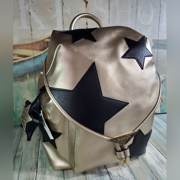 Kendell and Kyle Backpack Gold & Black Stars Backpack NWT - Picture 4 of 16